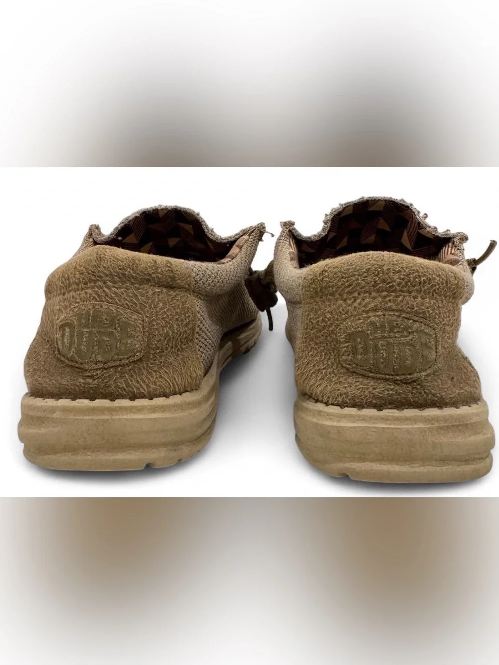 HEYDUDE Wally Sox Beige Knit Slip On Shoes Men 8 Women 10 Flawed